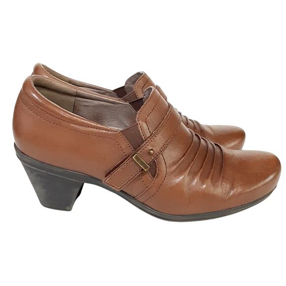 Abeo Rachel Heeled Loafers Brown Genuine Leather Clogs Orthotic Womens 7.5 - Picture 2 of 10